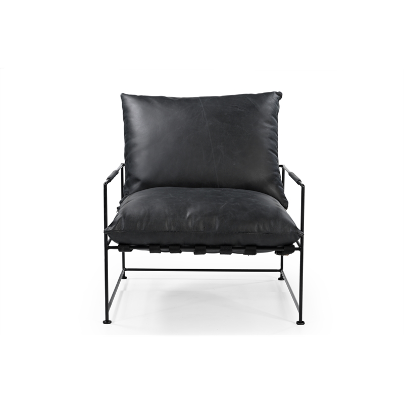 Taran Designs Kenneth Upholstered Metal Accent Chair in Black