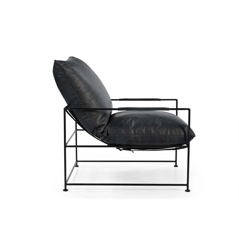 Taran Designs Kenneth Upholstered Metal Accent Chair in Black