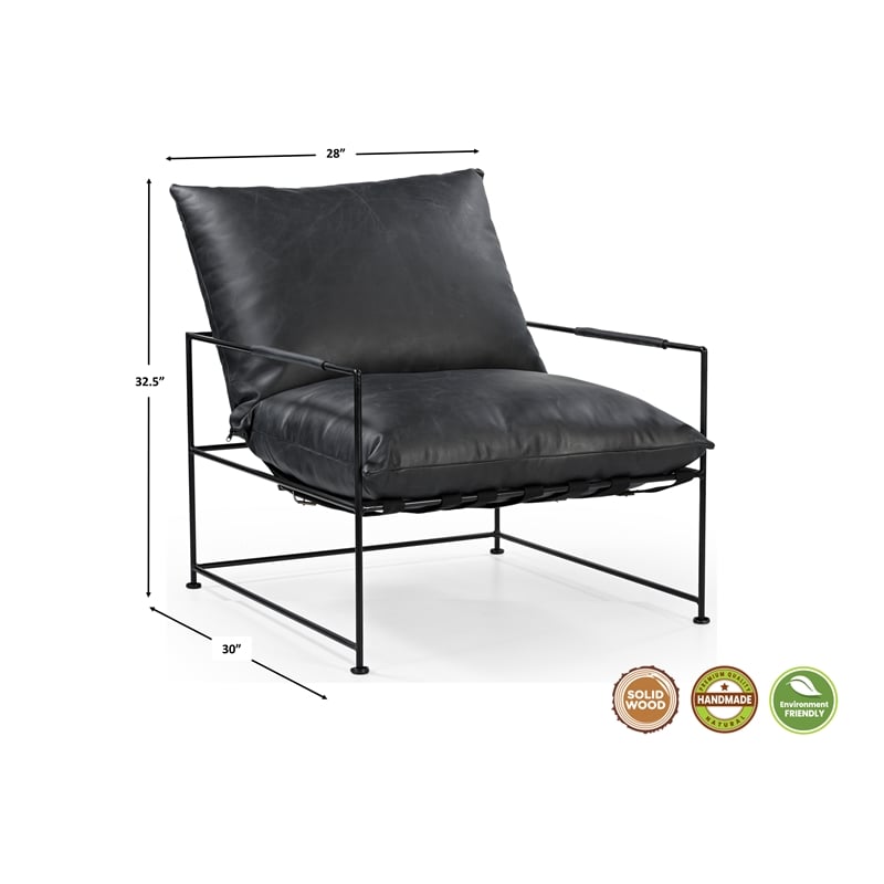 Taran Designs Kenneth Upholstered Metal Accent Chair in Black