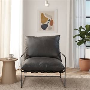 Taran Designs Kenneth Upholstered Metal Accent Chair in Black