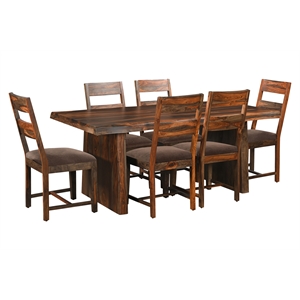 Taran Designs Darcy 7-piece Upholstered Solid Wood Dining Set in Dark Brown
