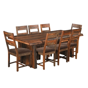 Taran Designs Darcy 9-piece Upholstered Solid Wood Dining Set in Dark Brown
