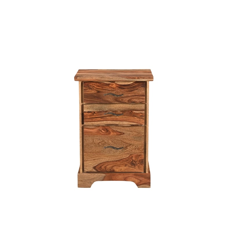 Taran Designs Darcy 2-piece Live Edge Solid Wood Desk Set in Brown