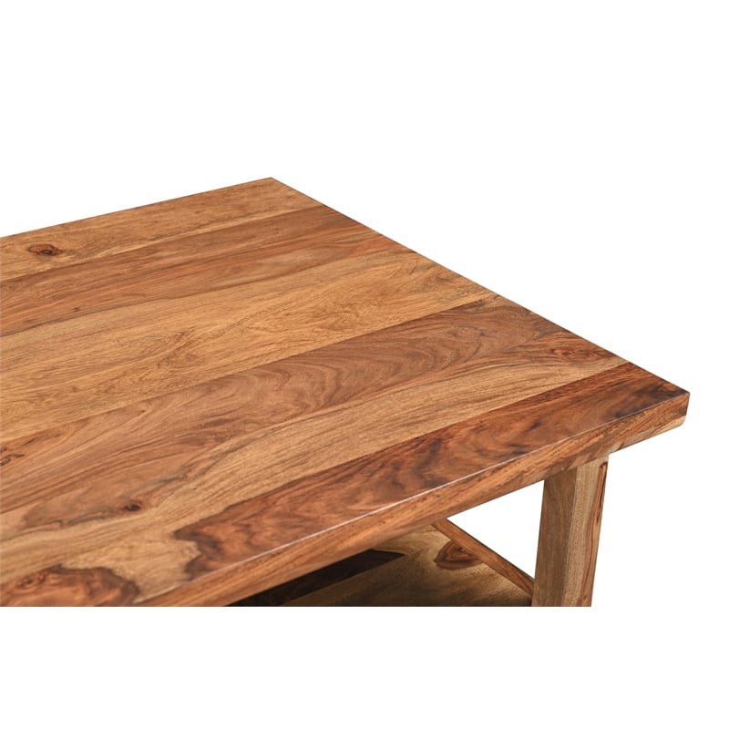 Taran Designs Darcy 2-piece Live Edge Solid Wood Desk Set in Brown