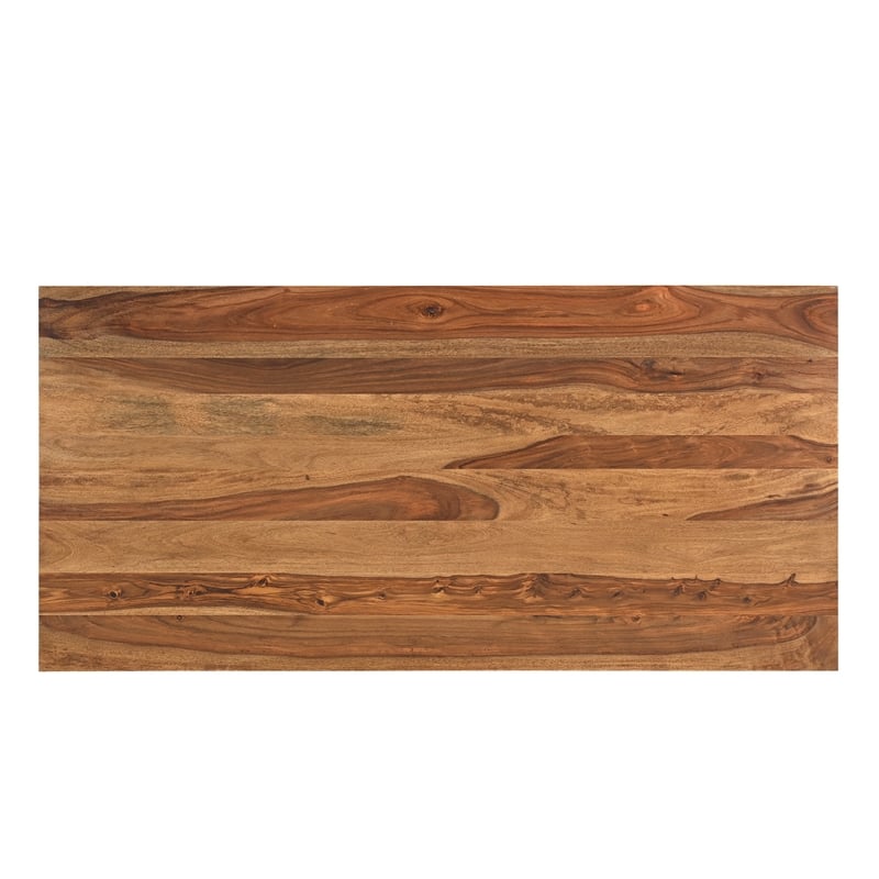 Taran Designs Darcy 2-piece Live Edge Solid Wood Desk Set in Brown