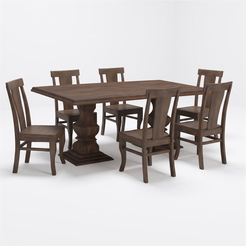Taran Designs Lawrence 7-piece Solid Wood Dining Set in Brown