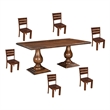 Taran Designs Lawrence 7-piece Solid Wood Dining Set in Dark Brown