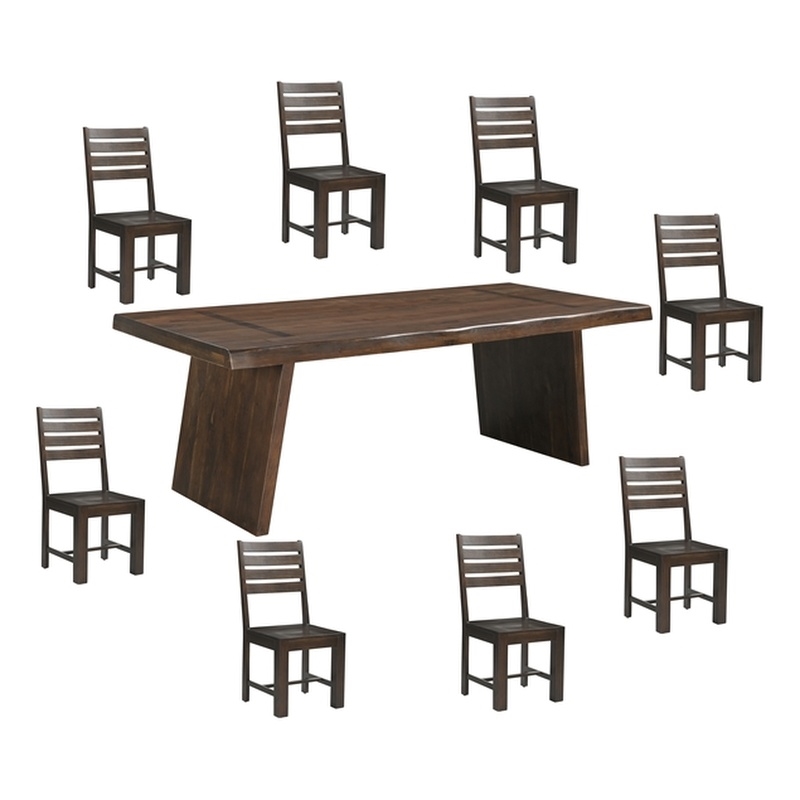 Taran Designs Bristol 9-piece Solid Wood Dining Set in Dark Brown