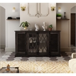 Taran Designs Lark 4-door Carved Solid Wood Sideboard in Dark Brown