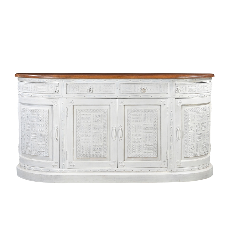 Taran Designs Isabella 4-drawer 4-door Solid Wood Sideboard in White/Brown