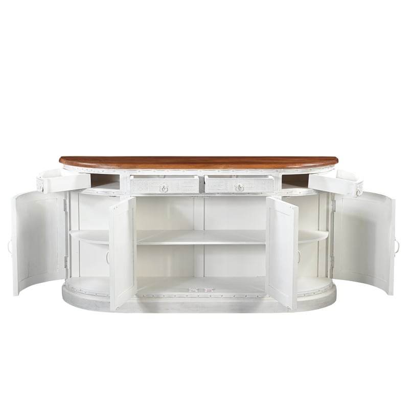 Taran Designs Isabella 4-drawer 4-door Solid Wood Sideboard in White/Brown