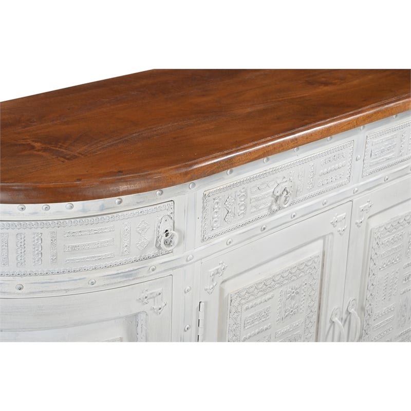 Taran Designs Isabella 4-drawer 4-door Solid Wood Sideboard in White/Brown