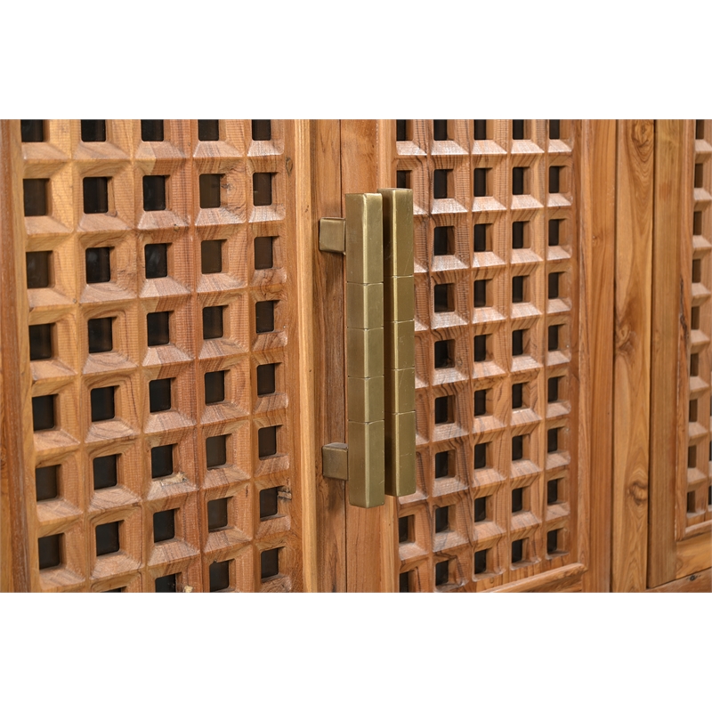 Taran Designs Isabella 4-door Carved Solid Wood Sideboard in Black