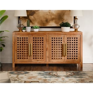 Taran Designs Isabella 4-door Carved Solid Wood Sideboard in Black