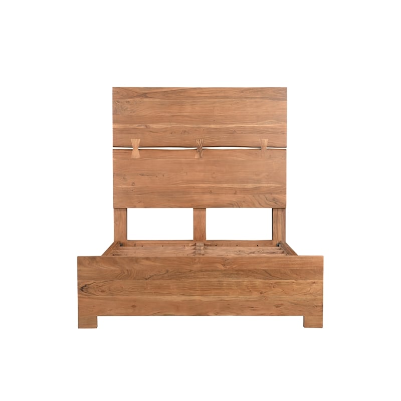 Taran Designs Oliver Live Edge Solid Wood Queen Panel Bed in Brown