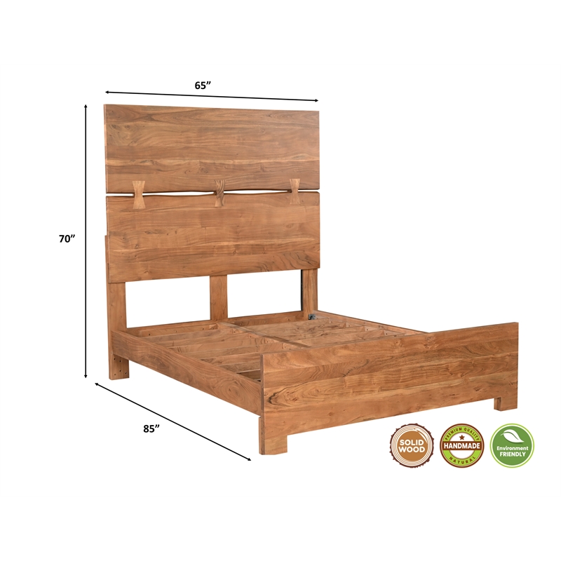 Taran Designs Oliver 3-piece Live Edge Solid Wood Bedroom Set in Brown