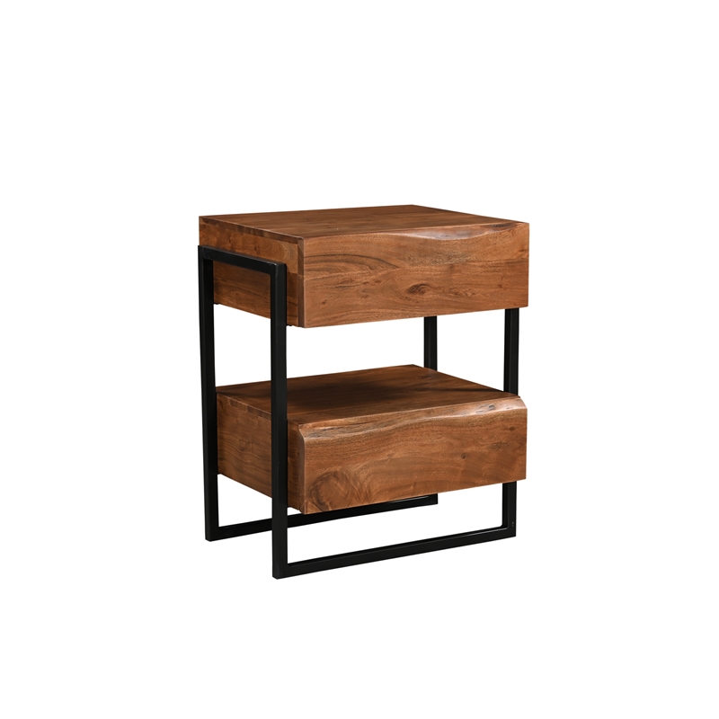 Taran Designs Oliver 3-piece Live Edge Solid Wood Bedroom Set in Brown