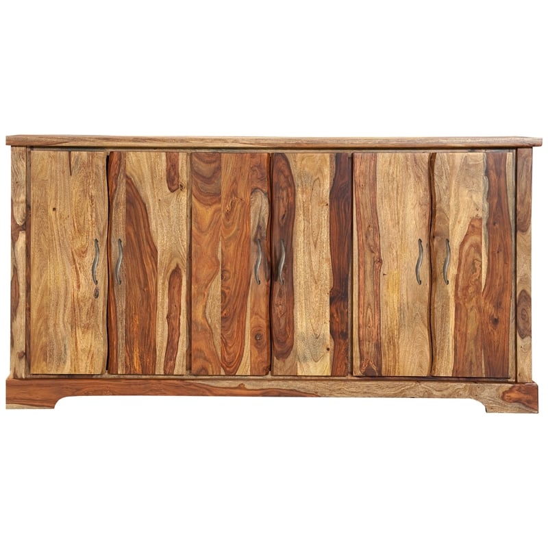 Taran Designs Darcy 6-door Live Edge Solid Wood Sideboard in Brown