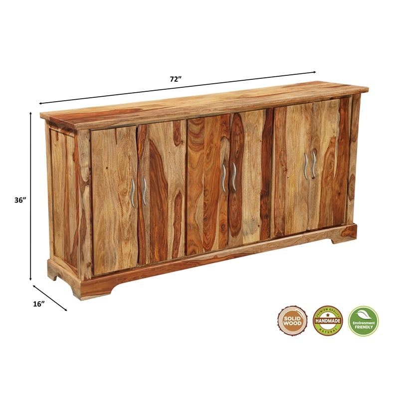 Taran Designs Darcy 6-door Live Edge Solid Wood Sideboard in Brown