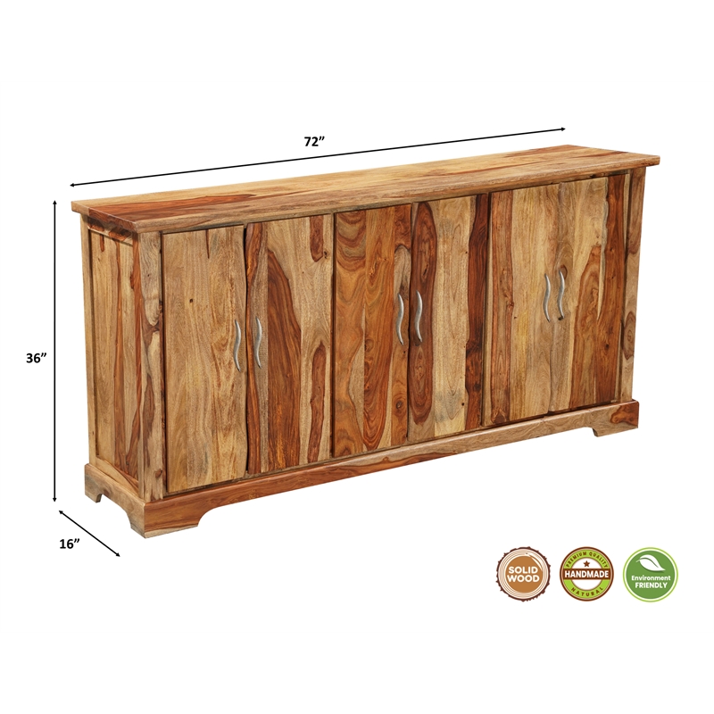 Taran Designs Darcy 6-door Live Edge Solid Wood Sideboard in Brown