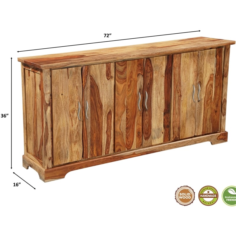 Taran Designs Darcy 6-door Live Edge Solid Wood Sideboard in Brown