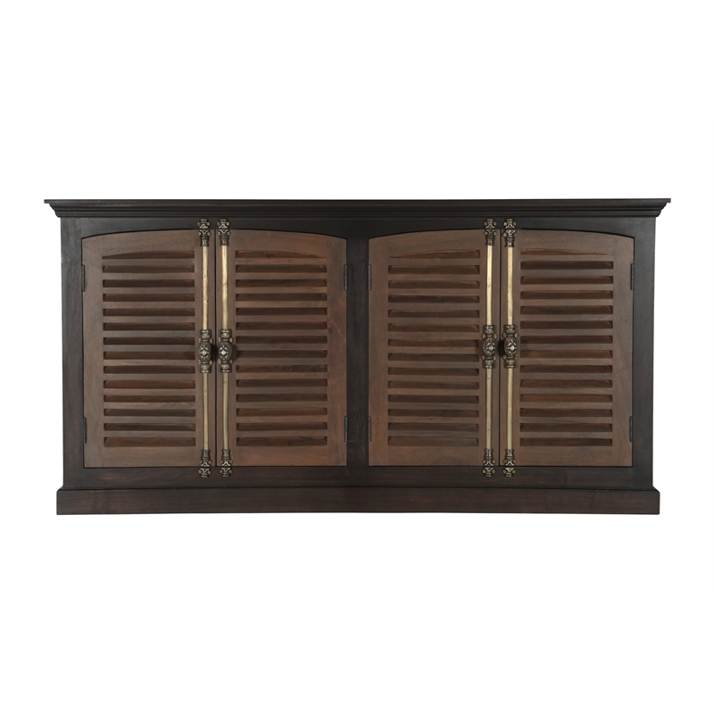 Taran Designs Lark 4-door Shutter Solid Wood Sideboard in Dark Brown