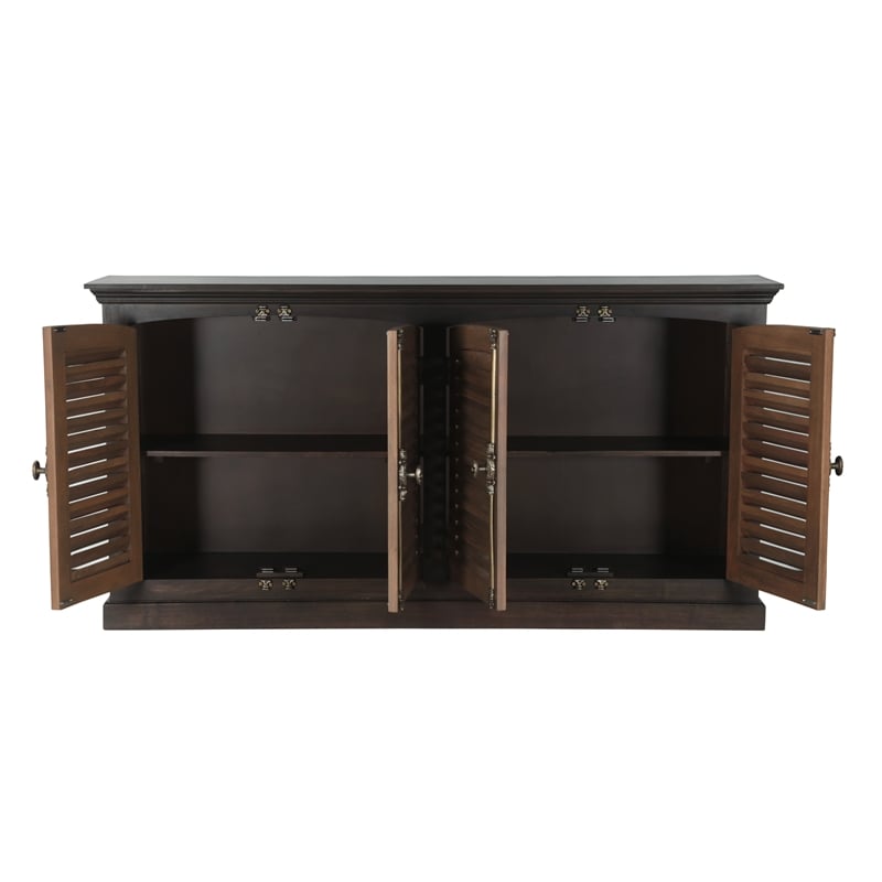 Taran Designs Lark 4-door Shutter Solid Wood Sideboard in Dark Brown