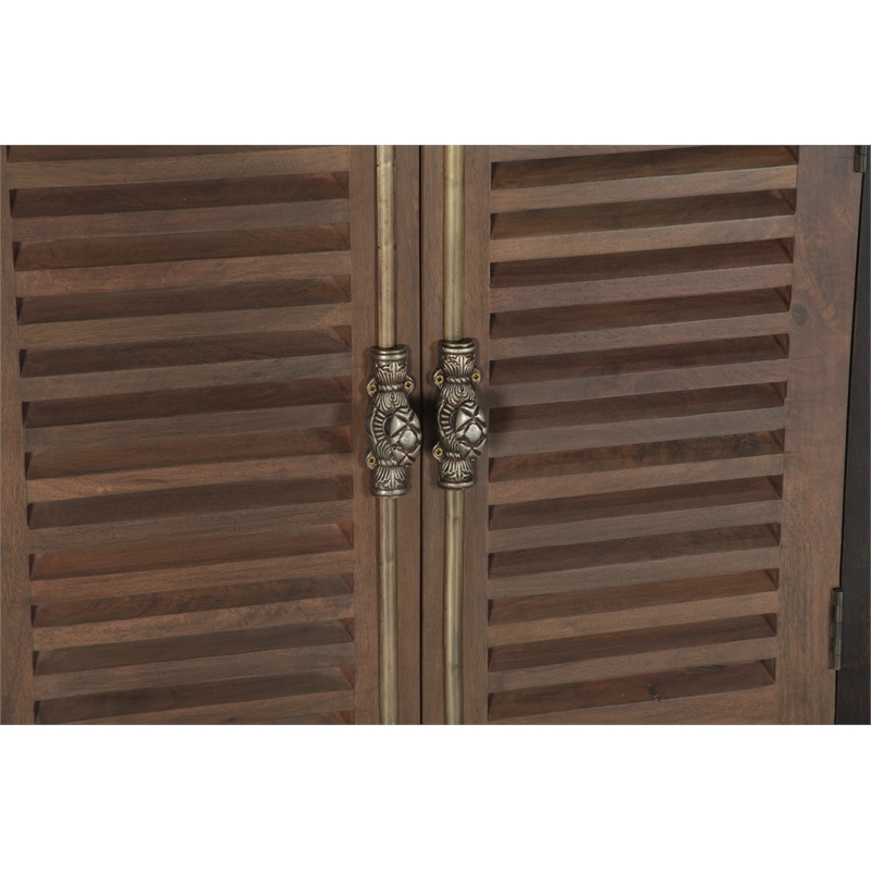 Taran Designs Lark 4-door Shutter Solid Wood Sideboard in Dark Brown