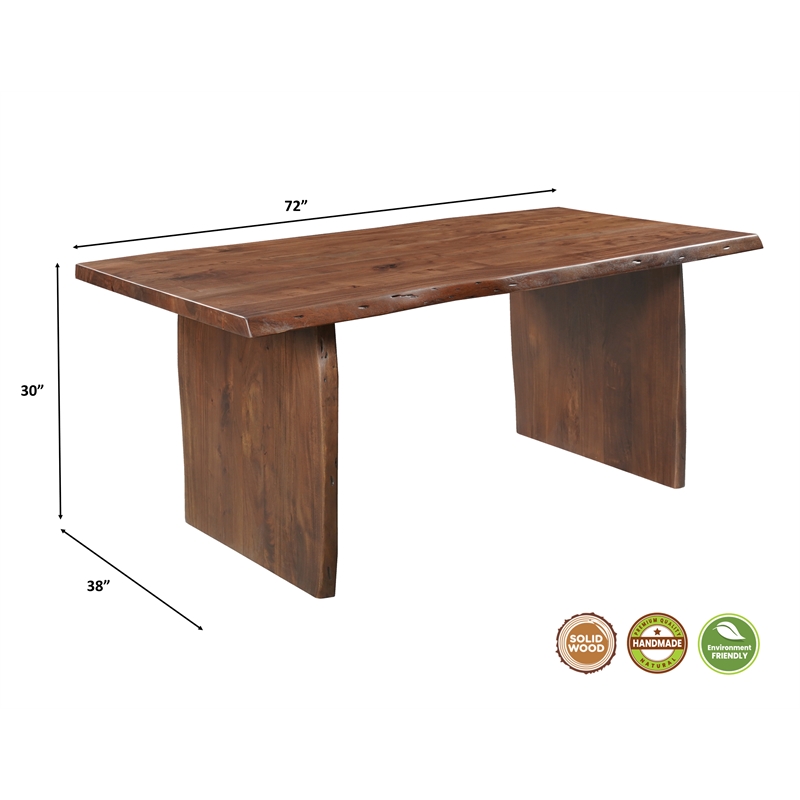 Taran Designs Belmont 7-piece Live Edge Solid Wood Dining Set in Dark Brown