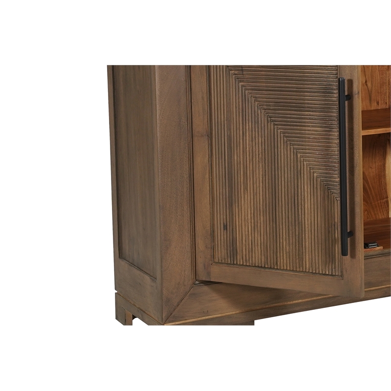 Taran Designs Lawrence 4-door Geometric Solid Wood Sideboard in Antique Brown