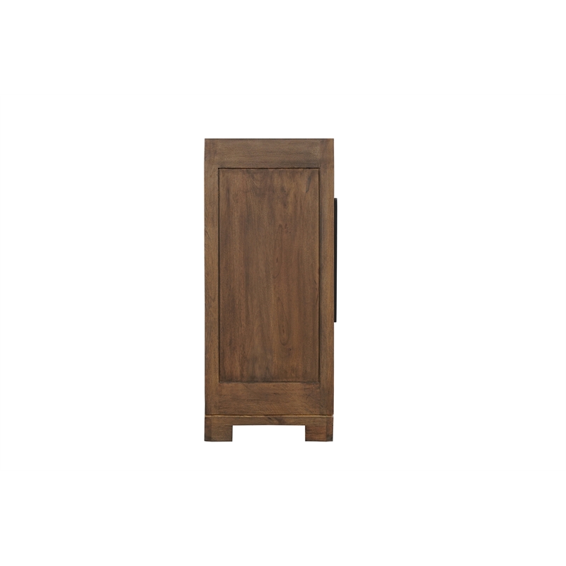 Taran Designs Lawrence 4-door Geometric Solid Wood Sideboard in Antique Brown