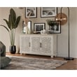 Taran Designs Fillian 3-door Floral Carved Solid Wood Sideboard in White