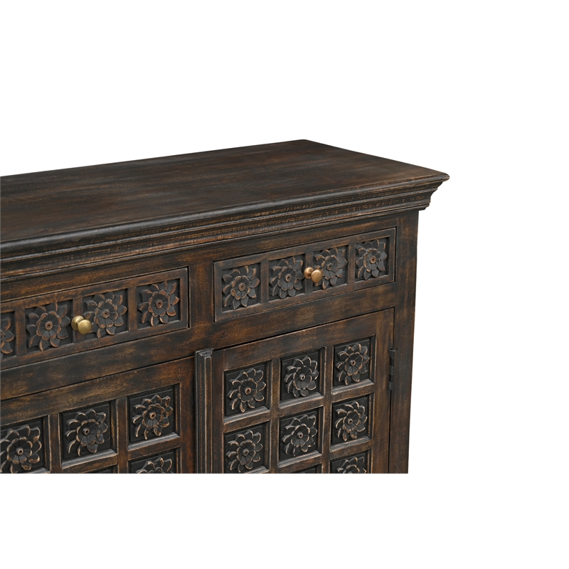 Taran Designs Isabella 6-drawer 6-door Carved Solid Wood Sideboard in Brown