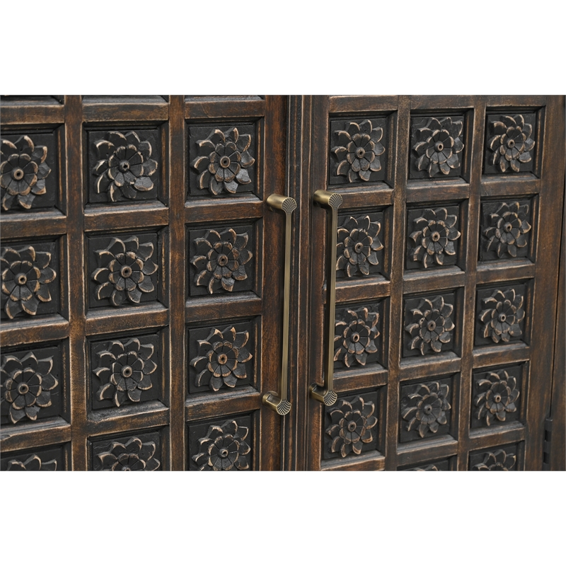 Taran Designs Isabella 6-drawer 6-door Carved Solid Wood Sideboard in Brown
