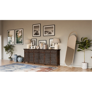 Taran Designs Isabella 6-drawer 6-door Carved Solid Wood Sideboard in Brown