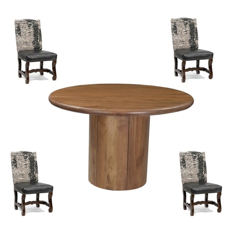 Taran Designs Mason 5-piece Solid Wood Dining Set in Dark Brown