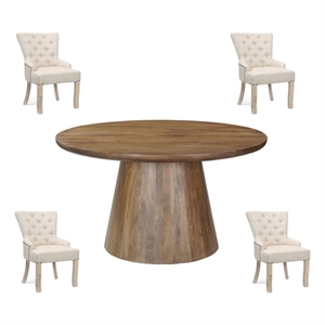 Taran Designs Mason 5-piece Solid Wood Dining Set in Dark Brown