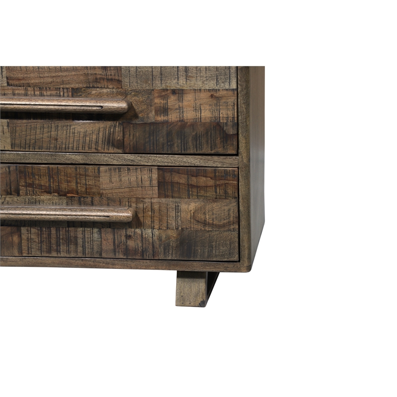 Handcrafted Solid Wood Chest with 5 Drawers in Weathered Brown