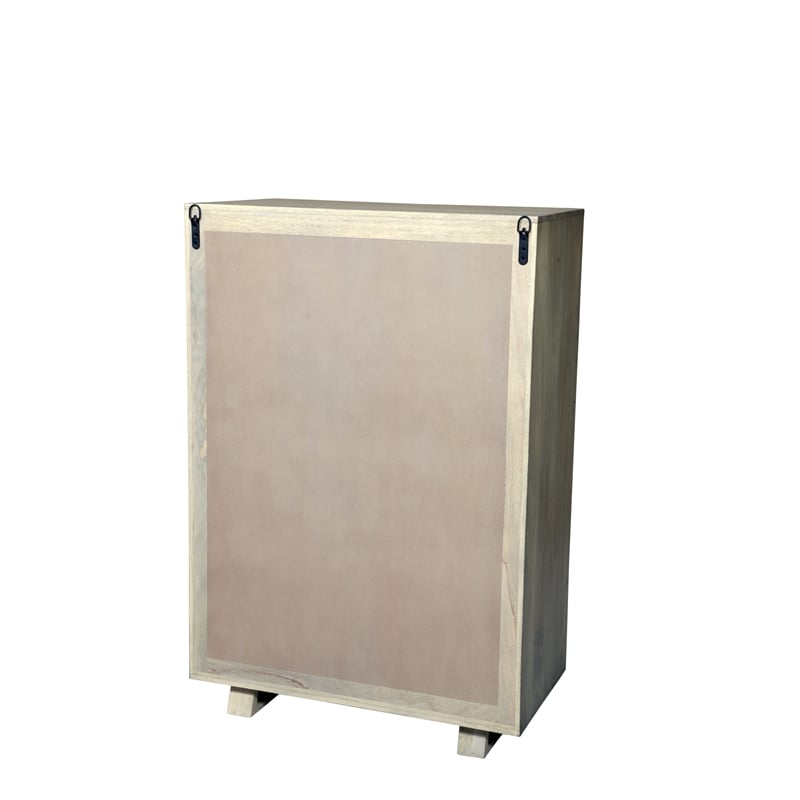 Handcrafted Solid Wood Chest with 5 Drawers in Weathered Gray