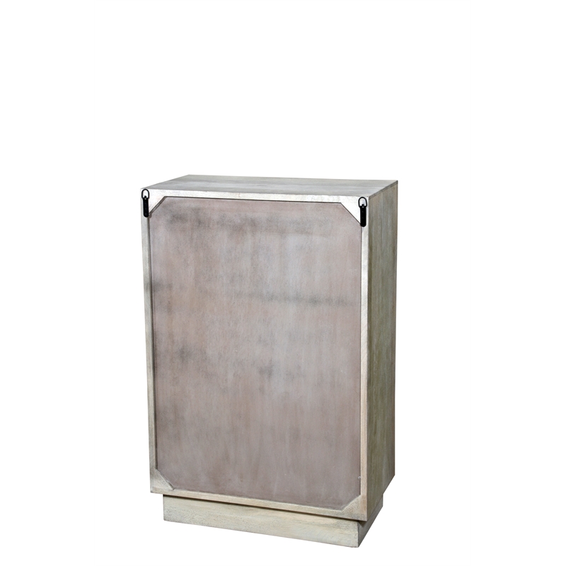 Carved and Handcrafted Solid Wood Chest with 5 Drawers in Gray