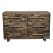 Handcrafted Solid Wood Dresser with 6 Drawers in Weathered Brown