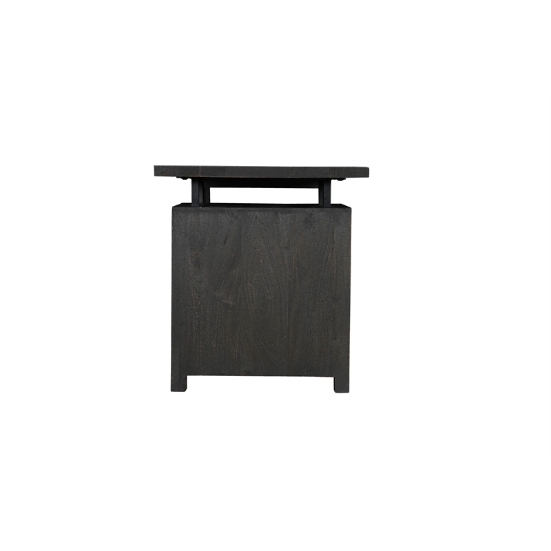 Floral Carved Solid Wood Desk with 3 Drawers and 1 Cabinet in Black