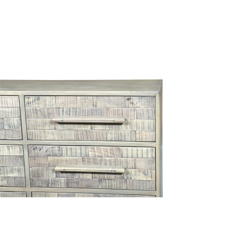 Handcrafted Solid Wood Dresser with 6 Drawers in Weathered Gray