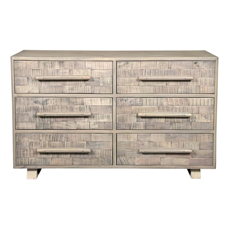 Handcrafted Solid Wood Dresser with 6 Drawers in Weathered Gray