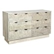 Carved and Handcrafted Solid Wood Dresser with 6 Drawers in Gray