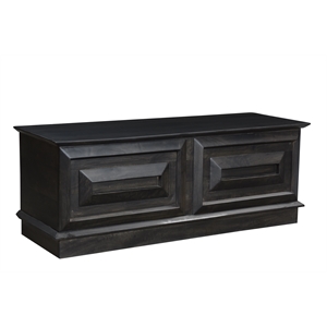 Carved Solid Wood Ottoman with Lift Top Storage in Dark Brown