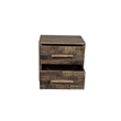 Modern Carved Solid Wood Nightstand with 2 Drawers in Dark Brown
