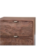 Modern Carved Solid Wood Nightstand with 2 Drawers in Dark Brown