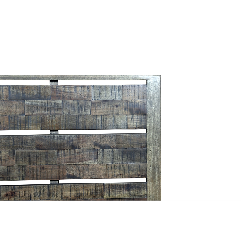 King Size Panel Bed Handcrafted from Solid Wood in Dark Brown