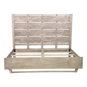 King Size Panel Bed Handcrafted from Solid Wood in Gray/White